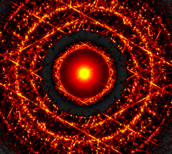 Simulated 2D Scattering Pattern Representing Polymorphic State of Close-packed Lattices
